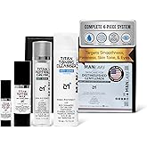 Man Labs Titan Peptide 4-Piece Anti-Aging Mens Skin Care Kit –Mens Face Serum, Eye Cream, Men Face Moisturizer, Wash –Skin Care Men –Dark Circles, Wrinkles, Spots –Vitamin C, Niacinamide, HA Unscented