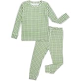 moimoln Baby Toddler Pajama Set Snug-Fit Cotton Modal Sleepwear, Leopard, Check & Solid Mix (6M-8Y, 1/2 Pack)