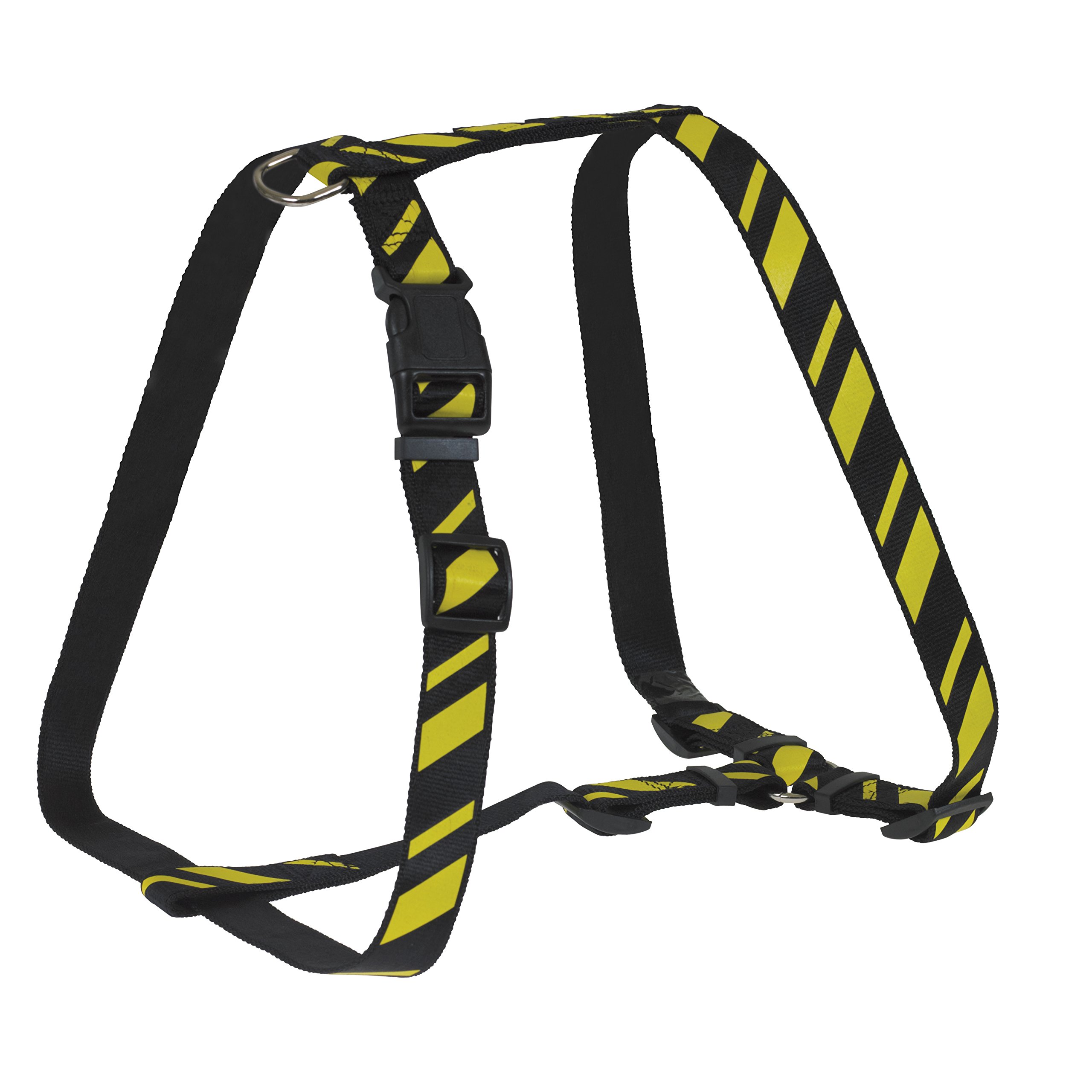 CHAPUIS SELLERIE SLA440 Adjustable harness for dog -Nylon satined with stripes motives black/yellow - Width 25 mm - Length 70-90 cm - Size XL