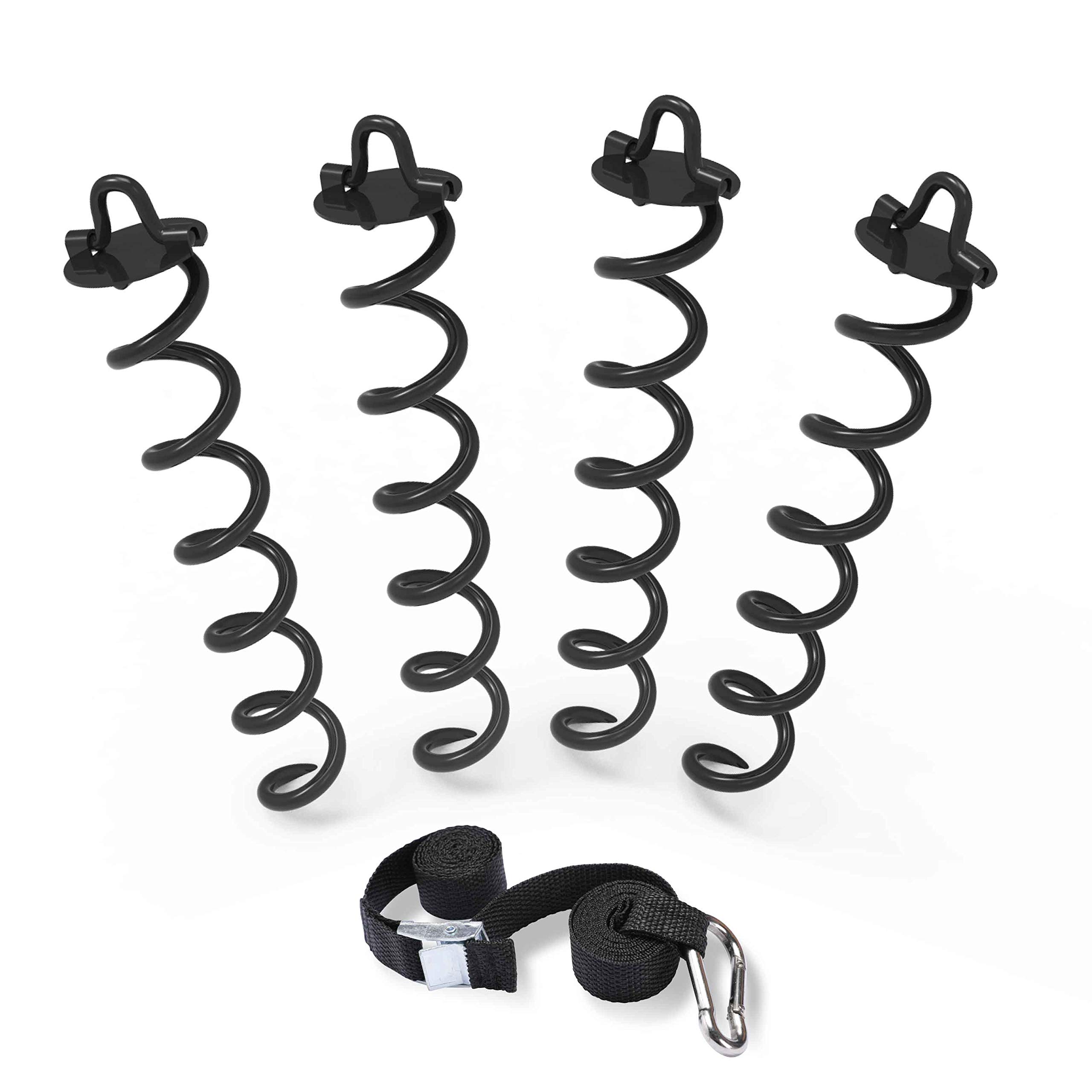 ABCCANOPY 10" Spiral Ground Anchor with Dog Tie Out for Anchor Swings Set Down, Tent (Black)
