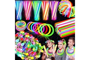 Camlinbo 106 Pack Glow Sticks New Years Eve Party Pack Supplies Glow In The Dark-100 Glow Sticks Necklaces Bracelets Bulk 6 LED Light Up Flower Crowns Headbands for Women Girls Wedding Birthday Party