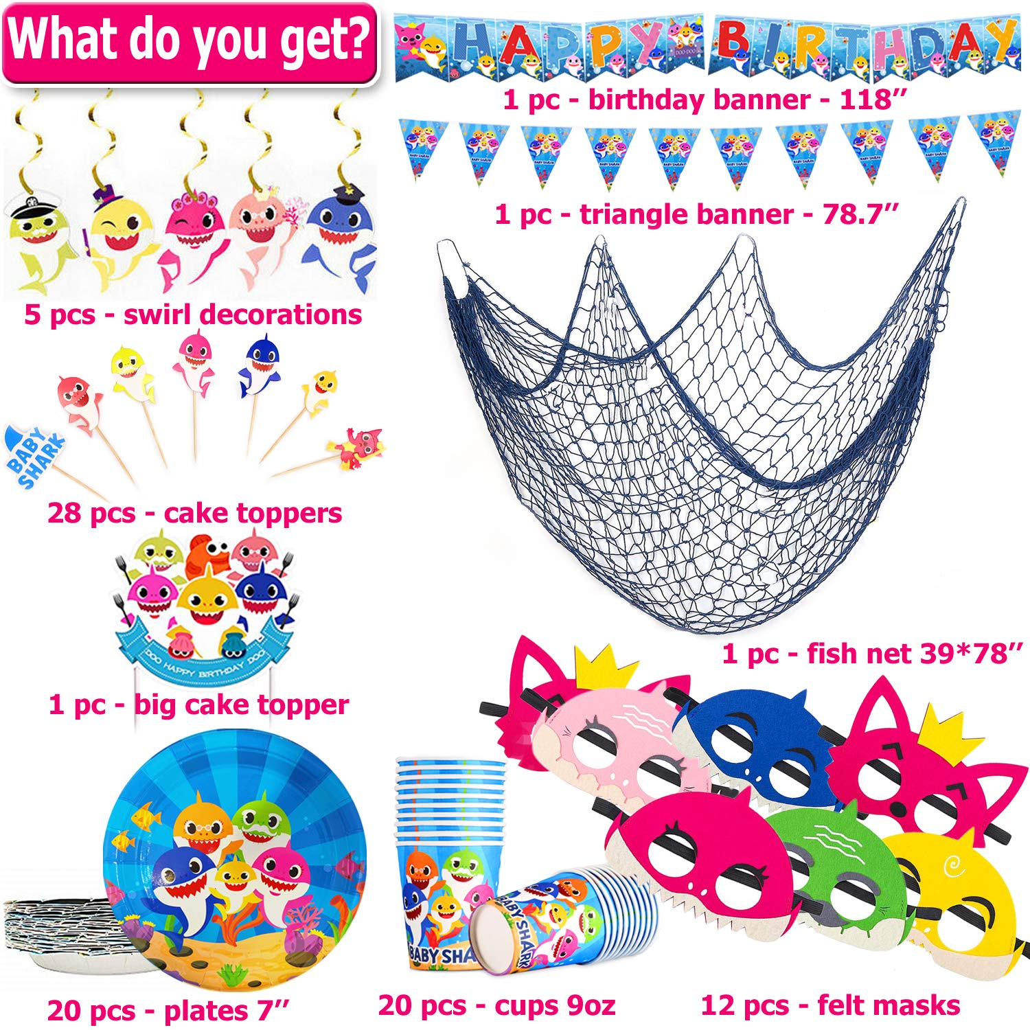 Baby Shark Party Supplies For Baby 88 Pcs Birthday Decorations