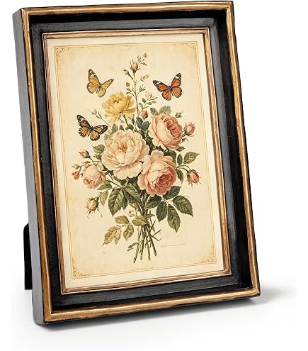 Amazon.com - Isaac Jacobs 4x6 Black Leather w/Gold Metal Picture