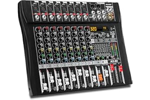 MICNAUX 8 Channel Audio Mixer with 320 DSP Effects, Professional 7-band EQ Sound Music Mixing Console Board Digital DJ Mixer 