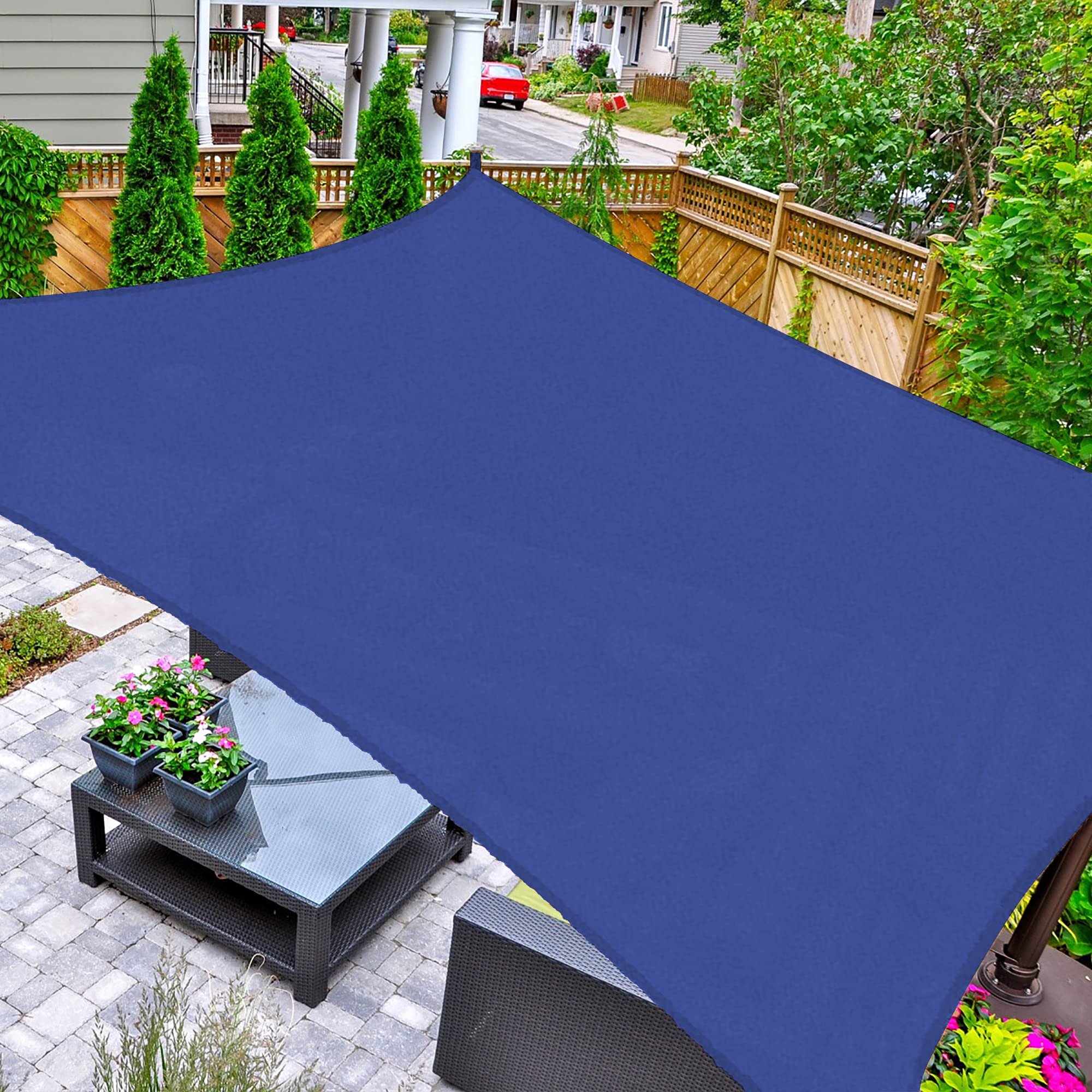 ASTEROUTDOOR Sun Shade Sail Rectangle 8' x 12' UV Block Canopy for Patio Backyard Lawn Garden Outdoor Activities, Blue