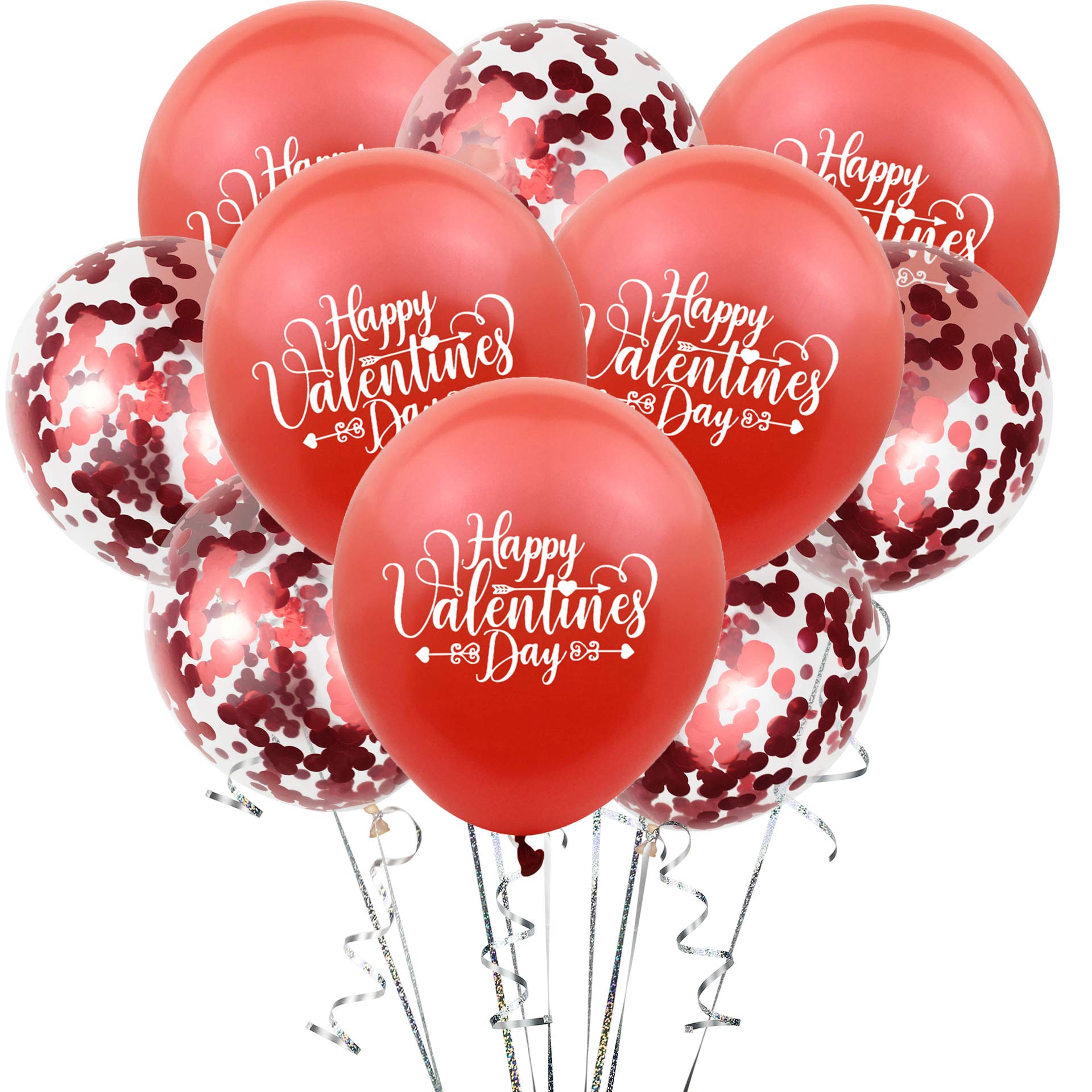 Vicor Valentines Decoration,10pcs red balloons,5pcs latex and 5pcs confetti balloons for Valentines Day,Anniversary,Wedding Party