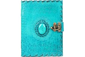 PRASTARA Leather Journal for Writing 5"x 7", Genuine Leather Bound Journal for Men Women, 200 Plain Pages Leather Notebook for Traveling, Vintage Brass Lock Diary