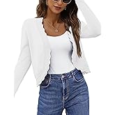 OmicGot Women's Long Sleeve Cardigan Sweaters Open Front Cropped Bolero Shrugs for Dresses S-XL