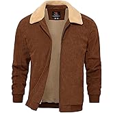 TBMPOY Men's Corduroy Jacket Sherpa Fleece Lined Casual Coat Turn-Down Collar Winter Warm Thickened Jackets with Pockets