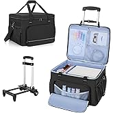 Yarwo Rolling Printer Case Compatible with DNP/HiTi Dye Sublimation Printer | Padded Photo Printer Travel Bag with Detachable Wheels and Divider for Photo Booth Machine Media Rolls Paper, 16.1x16.5x12 in