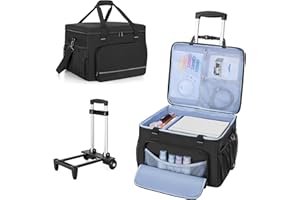 Yarwo Rolling Printer Case Compatible with DNP/HiTi/Mitsubishi Dye Sublimation Photo Printer, Padded Travel Bag with Detachab