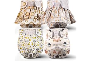 XPCARE Dog Diapers Female (4 Pack) - Washable Reusable Female Dog Diapers - Highly Absorbent Puppy Diapers for Dogs in Heat, Incontinence, or Excitable Urination（Medium）