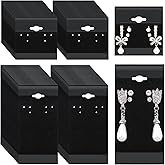 Tondiamo 200 Pcs 2 Size Black Velvet Earring Cards for Selling Jewelry | 2''x2'' and 2''x4'' Plastic Earring Display Cards Holder with Back Hook, Bulk Cards for Earring Ear Studs Jewelry Accessories