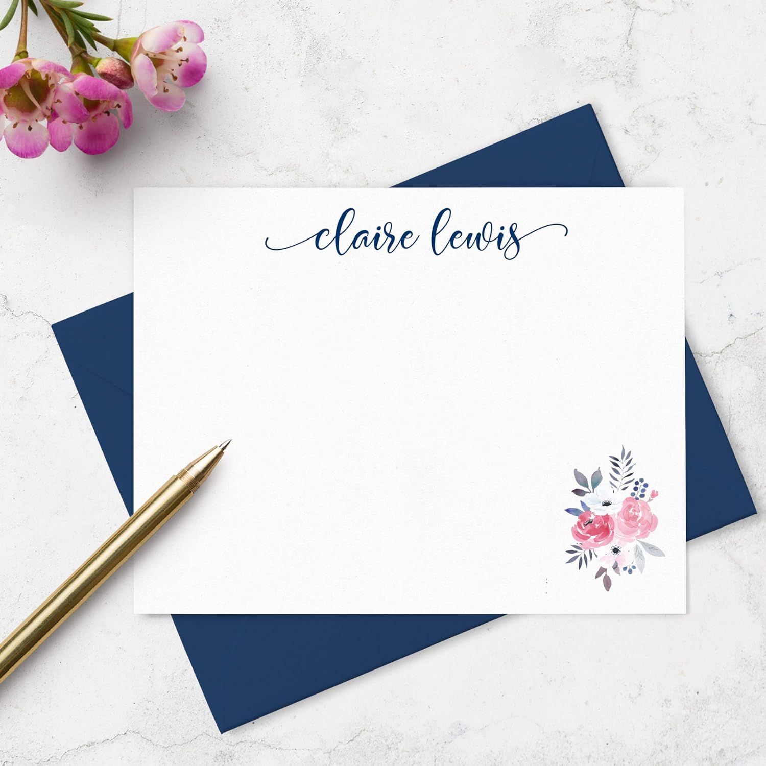 floral note cards and envelopes