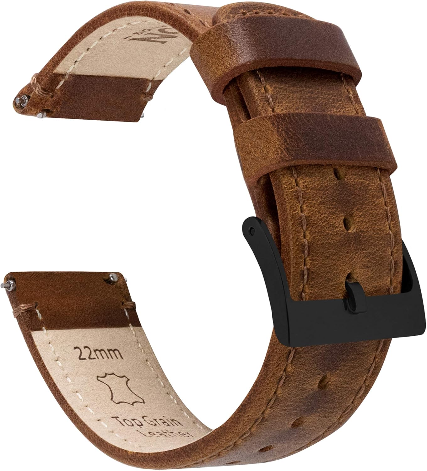 Barton Quick Release - Top Grain Leather Watch Band Strap - Choice of Width - 16mm, 18mm, 19mm, 20mm, 21mm 22mm, 23mm or 24mm | 