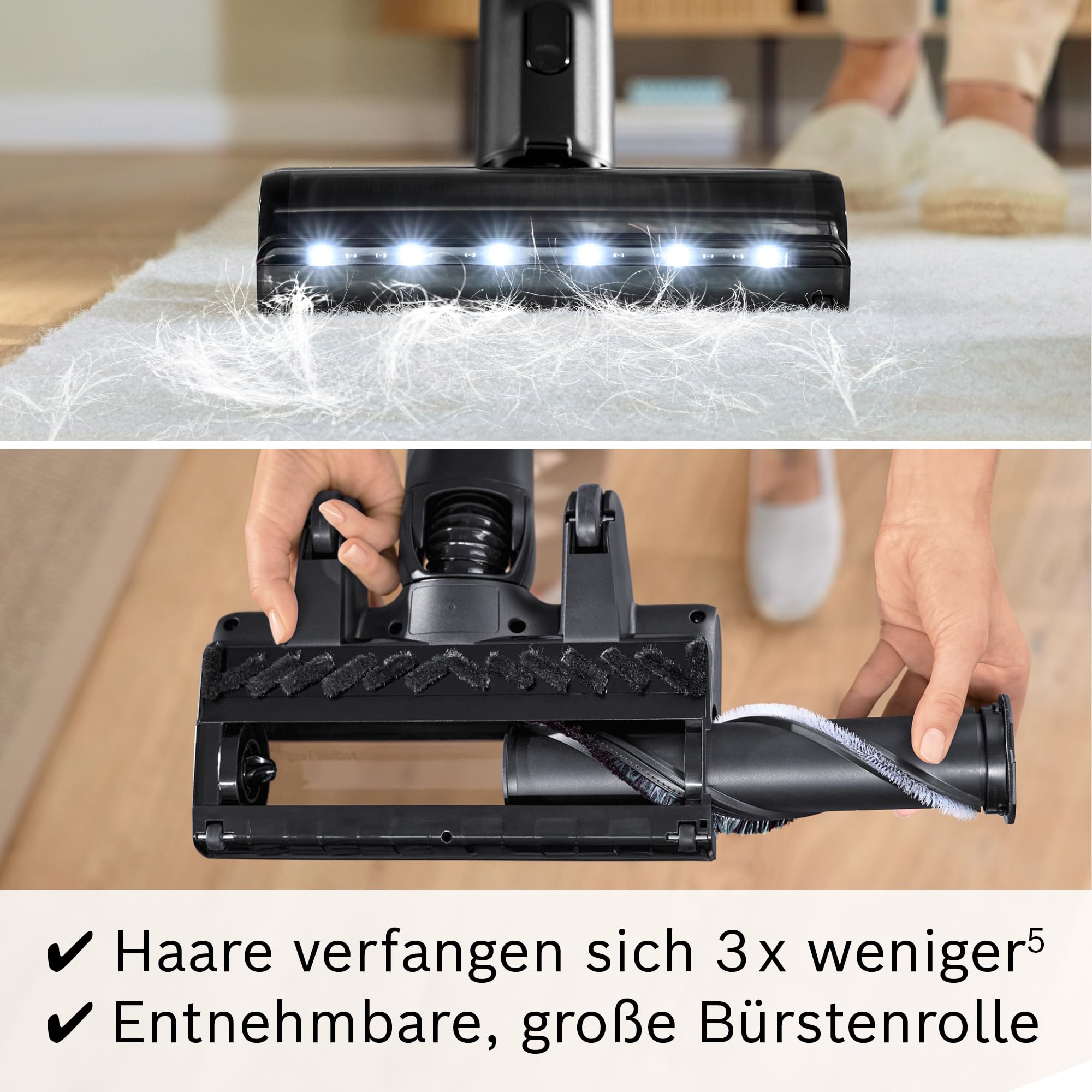 Bosch Akku-Staubsauger Unlimited 10 BTS1042WAC, kabellos, MicroClean Technology, TFT-Display, Staubkomprimierung, HEPA-Filtersystem, 10 J. Motorgarantie, 4 Ah Akku, LED-Licht, Schnellladegerät, weiß 8