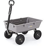 Gorilla Carts Poly Garden Dump Cart with Steel Frame and 10" Pneumatic Tires,800-lbs. Capacity, Gray