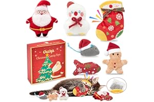 Ousiya 6 PCS Christmas Catnip Toys with Gift Box, Cat Toys Set for Christmas, Interactive Cat Chew Toy for Indoor Cats Kittens Kitty