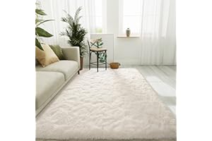 LOCHAS Ultra Soft Indoor Modern Area Rugs Fluffy Living Room Carpets for Children Bedroom Home Decor Nursery Rug 4x6 Feet, White