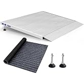UOKRR Adjustable Threshold Ramp for Doorways, 36" L&times;36" W &amp; 3.2-7.1" Height | 6061 Aluminum Wheelchair Ramp, Built-in Anti-slip Teeth, 800 lb Capacity, A Non-Slip Mat, For Scooters, Walkers, Carts