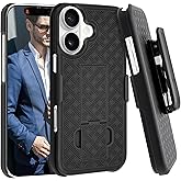 Fingic for iPhone 17 Case,iPhone 17 Belt Clip Holster Cases Slim Combo Shell with Kickstand Swivel Holster Rugged Shockproof Antiscratch Full Body Protective Cover Case for Men Boys,6.3inch,2025,Black
