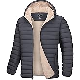 MAGCOMSEN Men's Puffer Jacket with Hood Fleece lined Warm Puffer Coats Water Resistant Down Jacket Zip Up Winter Jackets