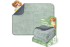 LOOBANI Washable Pee Pads for Dogs: 2 Pack Super Absorbent Reusable Puppy Pads, Leakproof and Waterproof Dog Training Pads Whelping Pads for Potty, Floor, Crate, Couch Bed and Travel, 18"x24"