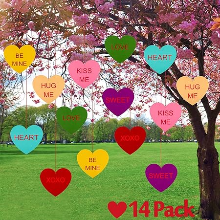 Amazon Com Whaline 14 Pcs Hanging Candy Heart Felt Garland Yard