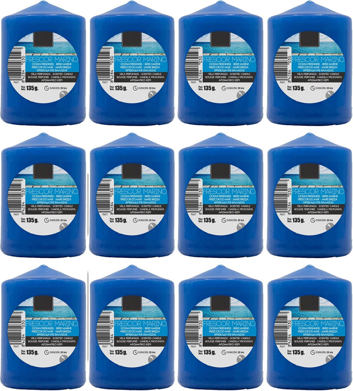 Sea Breeze Scented Candles XL 2.76 x 2.24 In (70 x 57 mm) - Pack of 12 Units - Aromatic Candles, Long Lasting and Delicate Aroma - 22-24 Hours Duration - Candle Aromatherapy