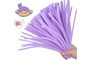 AHUIFT Upgraded 100PCS Purple Pipe Cleaners Chenille Stems Craft DIY Art Supplies Thicker Fuzzy Wire Sticks Bulk for Kids and Toddlers