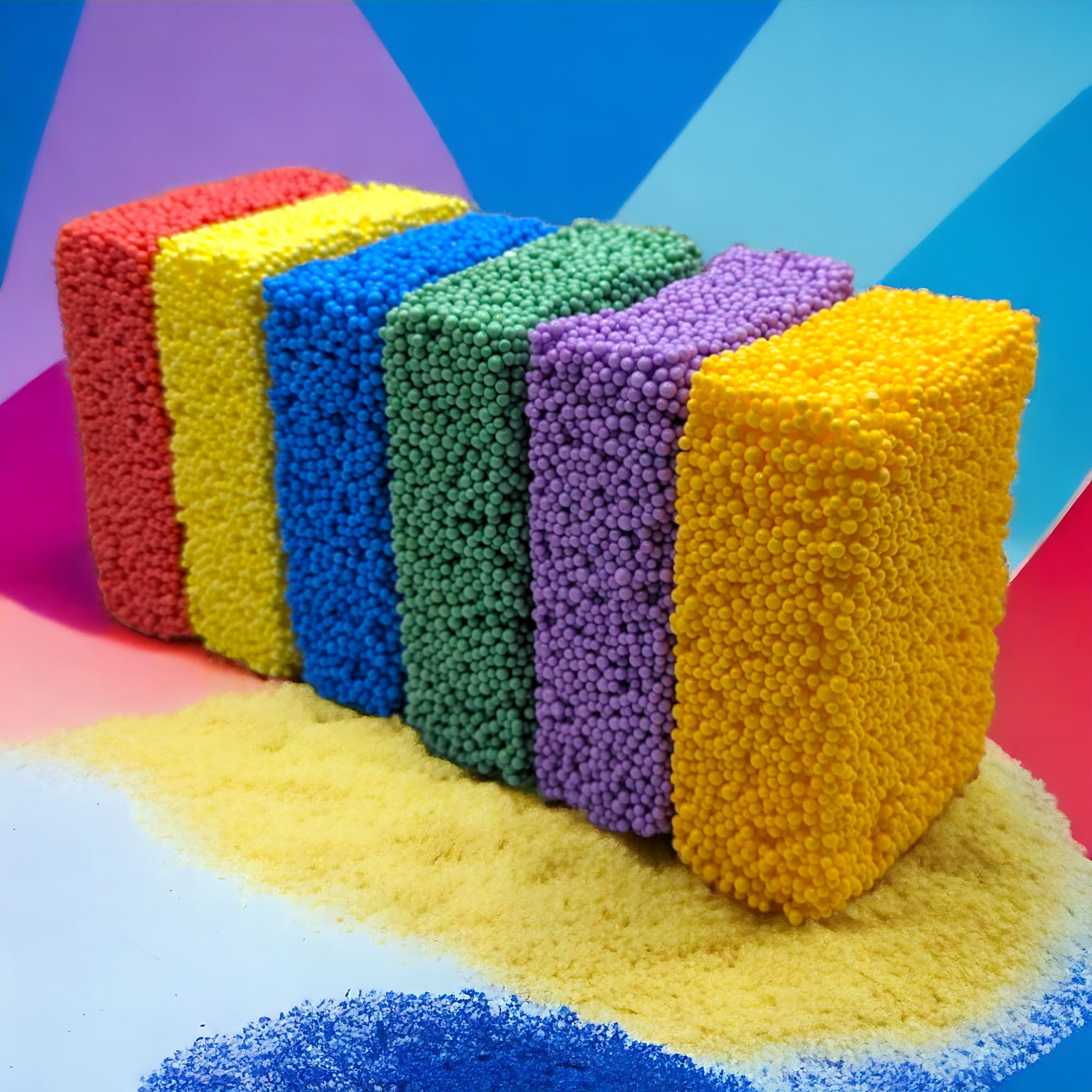 Silly Foam, Creative Modeling Foam Beads, 1-Pack of 6 Primary Color Blocks, No-Slime No-Mess, Perfect for Preschool and Kids, Arts & Crafts, Sensory Play, STEM, Travel Toy, Non-Toxic (Age 3+)