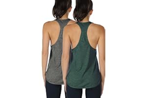 icyzone Women's Racerback Workout Athletic Running Tank Tops Loose Fit (Pack of 2)