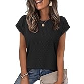 Alaroo Womens Summer Tops Short Sleeve Shirts Crew Neck Eyelet Tshirt Cute Trendy Tunic Blouses (S-3XL)