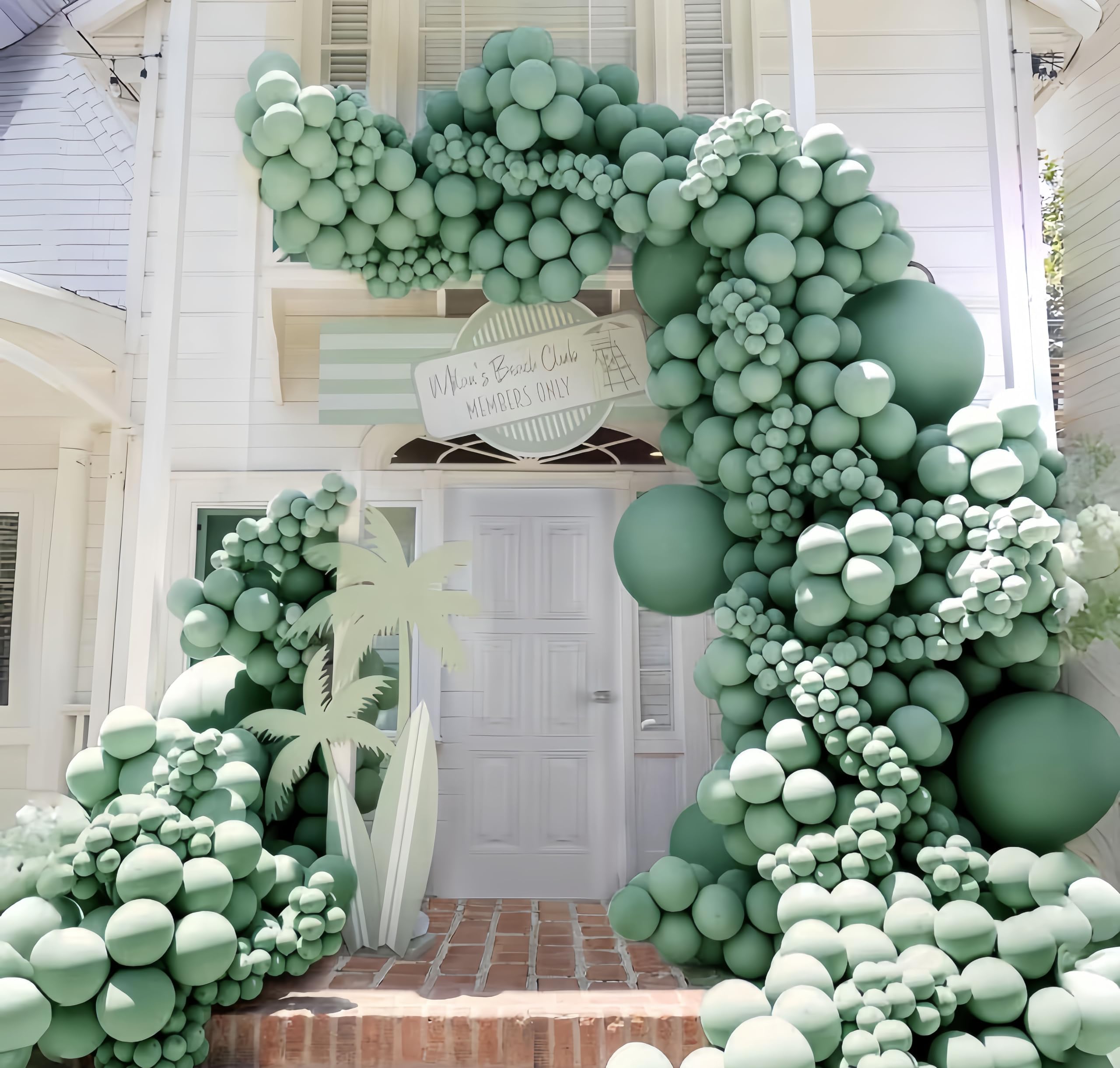Photo 1 of Dusty Green Balloon Garland Double Stuffed Sage Green Balloon Different Size Retro Olive Green Balloon Arch Kit for Birthday Wedding Baby Shower Bridal Shower Engagement Party Decor