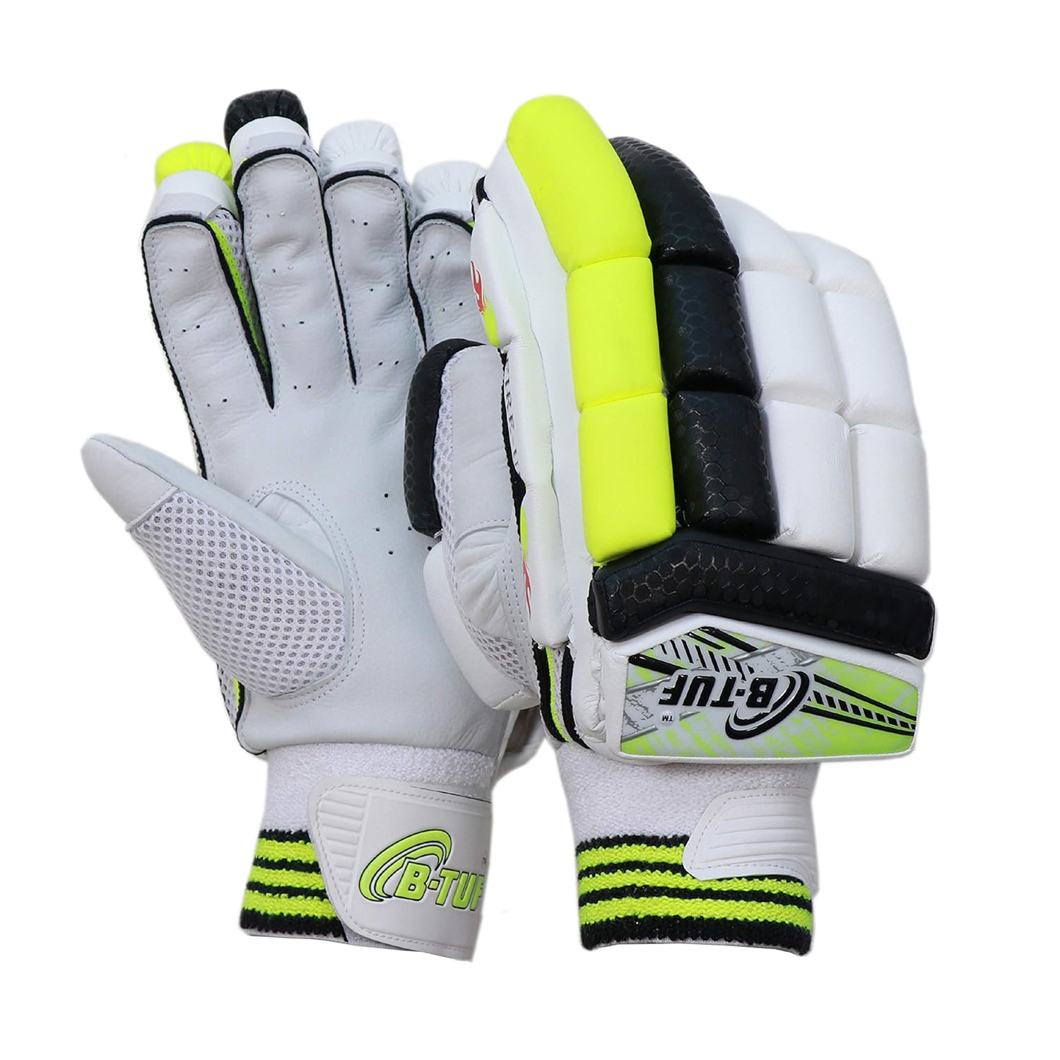 Buy BTUF FireUp Calf Leather Cricket Batting Gloves Neon Green/Black
