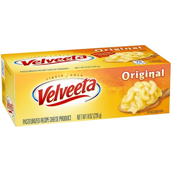 Velveeta Cheese Spread - block Milk, whey, milkfat, Water whey protein concentrate, sodium phosphate, Milk protein concentrate (021000616909)