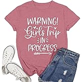 Ascrazy Girls Trip Shirts for Women Warning Girls Trip in Progress T-Shirt Weekend Traveler Lover Tee Tops
