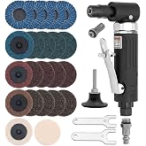 Right Angle Air Die Grinder,include 22 pcs 2"Roll Lock Sanding Discs | Mini Pneumatic Sander Tool set for Grinding,Polishing,Deburring and Rust Removal,20000 RPM,lightweight aluminum body
