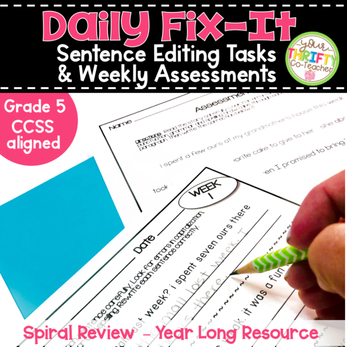 An Entire School Year Of Paired Sentences To Be Edited Each Day 36 Weeks Weekly Editing Review Tests Answer Keys Focusing On 5th Grade Standards Every Week A New Grammar Concept Is Introduced And Incorporated In This Packet The Packet Is