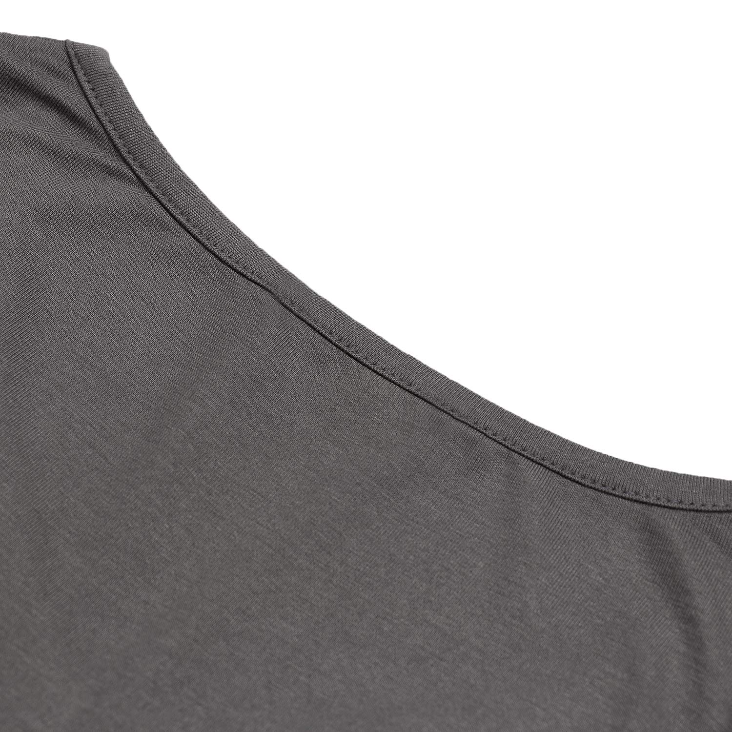 SUWIINA Women\'s Comfort Loose Casual Basic Long Sleeve V Neck Blouse Shirts Pleated Top Dark Grey