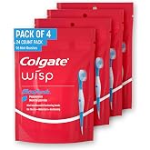 Colgate Wisp Disposable Toothbrushes for Travel, Pack of 4, 96 Total Count | No Water Needed, Mini Travel Toothbrushes, No Rinsing, Soft Pick for Hard-to-Reach Areas, MaxFresh Peppermint Flavor
