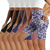 MaaGcc Women's High Waisted Biker Shorts 5 Pack - Tummy Control Yoga Workout Shorts with Pockets