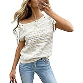 Truwelby Women's Sweater Vest Striped Pullover Crew Neck Cap Sleeve Knit Sweater 2026 Spring Lightweight Summer Tank Tops