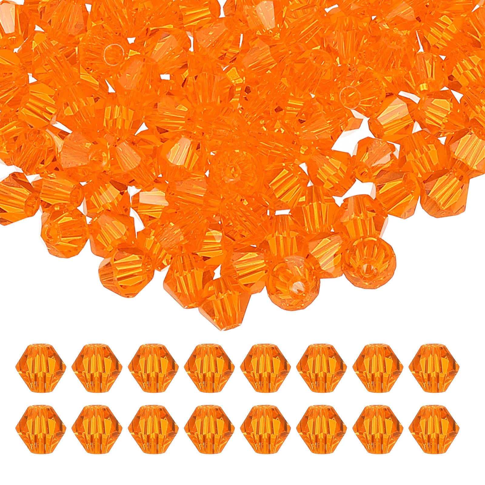 PATIKIL 6mm Bicone Crystal Beads, 200 Pcs Glass Faceted Bicone Beads Loose Spacer Bead for Jewelry Making Bracelet Necklace Earrings Wind Chimes Craft, Orange