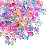 JEBBO 200Pcs Assorted Acrylic Flower Beads, 5-Petal Cherry Blossom Beads, Multi-Colored Floral Spacer Beads Charms for Bracelets Necklace Earring Jewelry Making and Crafting