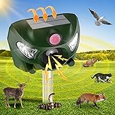 Solar Powered Animal Deterent, Ultrasonic Animal Control Device with Motion Sensor and FIashing Light, Waterproof Outdoor Ani