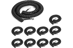 LanSenSu Phone Cord Landline8Ft Uncoiled / 1.4Ft Coiled Landline Phone Handset Cable RJ9 4P4C Telephone Accessory- Black (10p