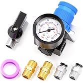 TAILONZ 1/4"NPT Pneumatic Pressure Regulator AR2000,Blue | For Compressed Air Systems, Adjustable 0-145 PSI, Mini Size, Complete Kit with Mounting Bracket, Gauge, and Filter
