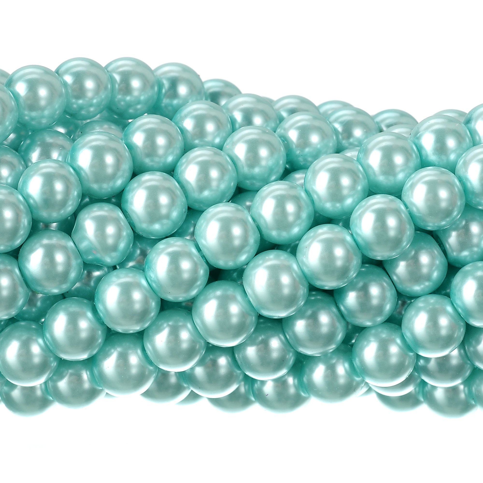 RUBYCA 200Pcs Czech Tiny Satin Luster Glass Pearl Round Bead DIY Jewelry Making 14mm Light Blue