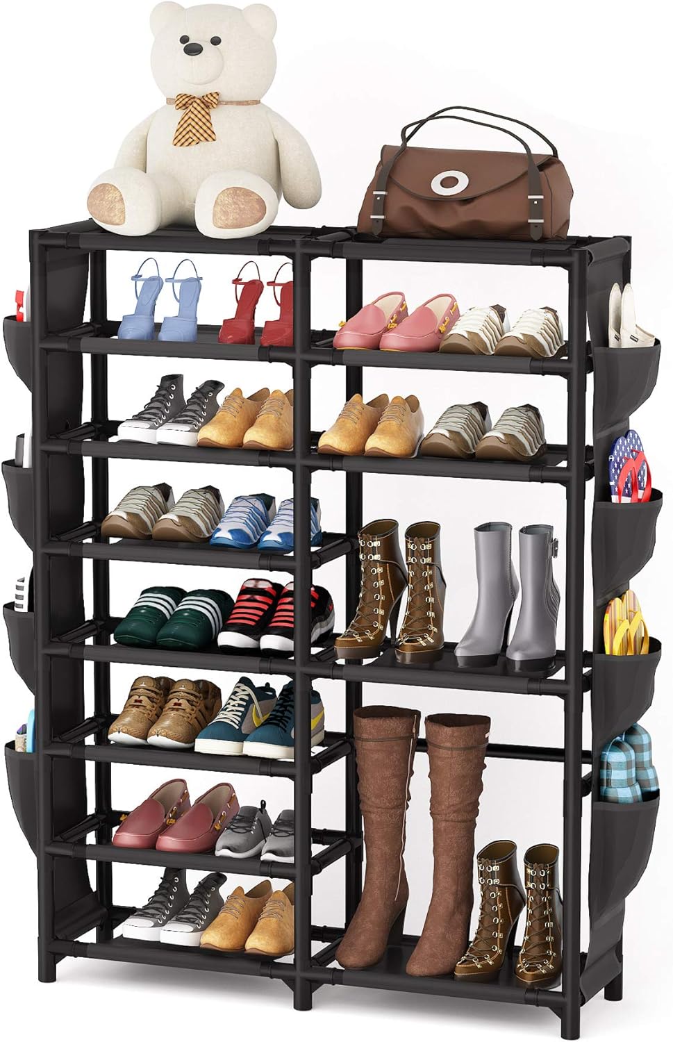 6 tier bamboo shoe rack on Amazon Com Upgraded 8 Tiers Shoe Rack 24 30 Pairs Shoe Storage Organizer Non Woven Shoe Shelf Boots Organizer Home Improvement